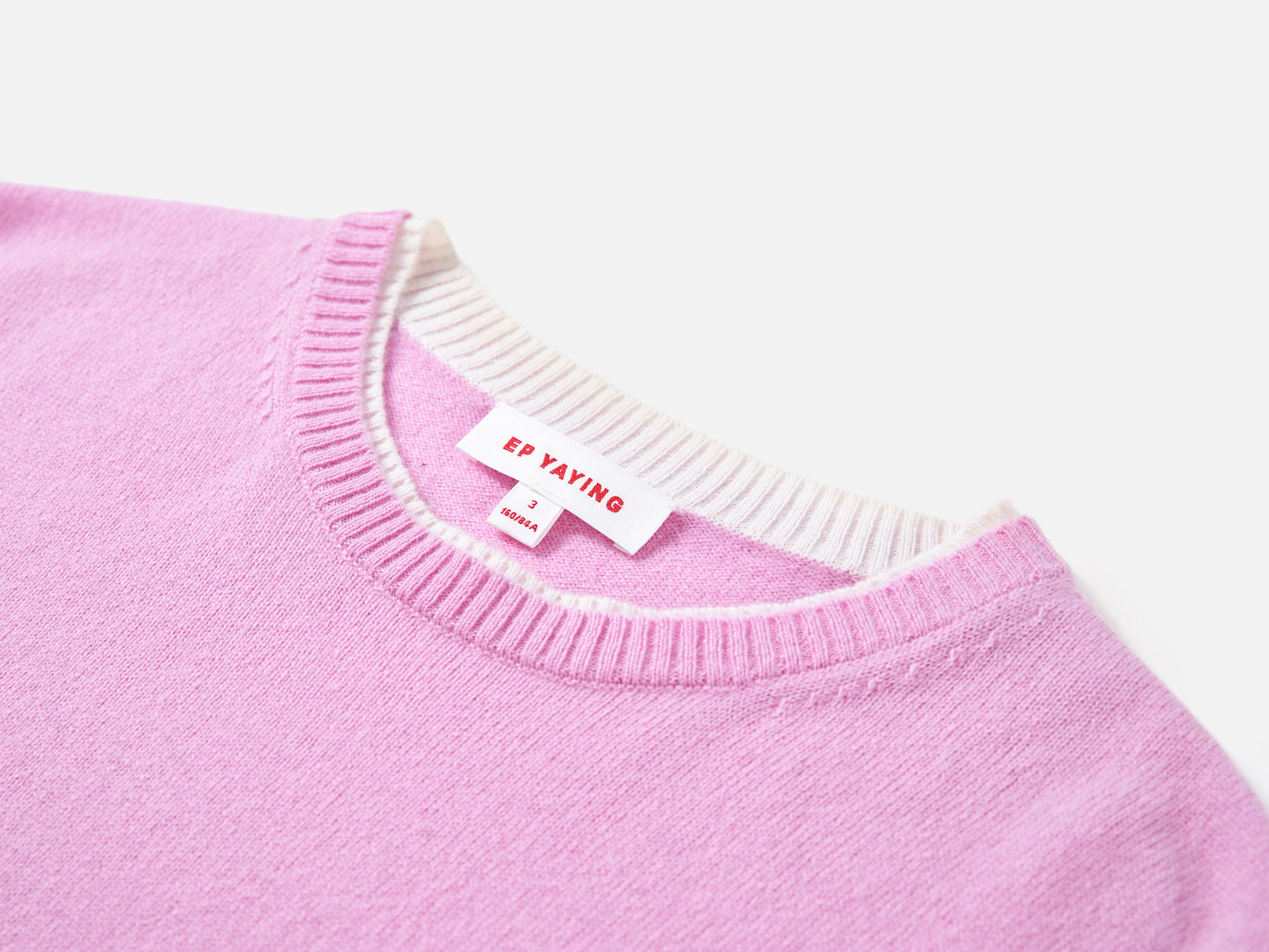 EP YAYING Wool Cashmere Puppy Jacquard Faux Two-Piece Knit Top