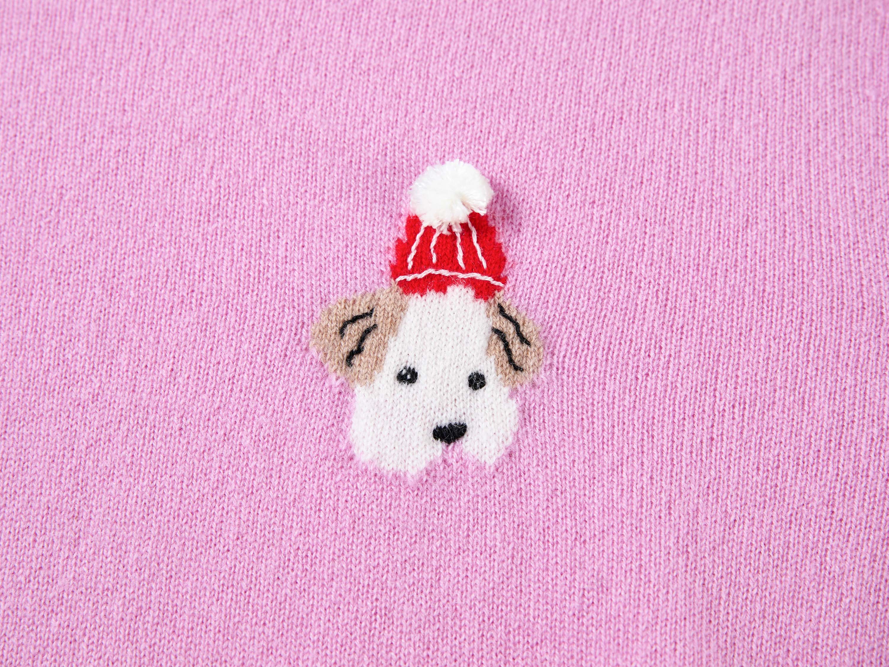 EP YAYING Wool Cashmere Puppy Jacquard Faux Two-Piece Knit Top