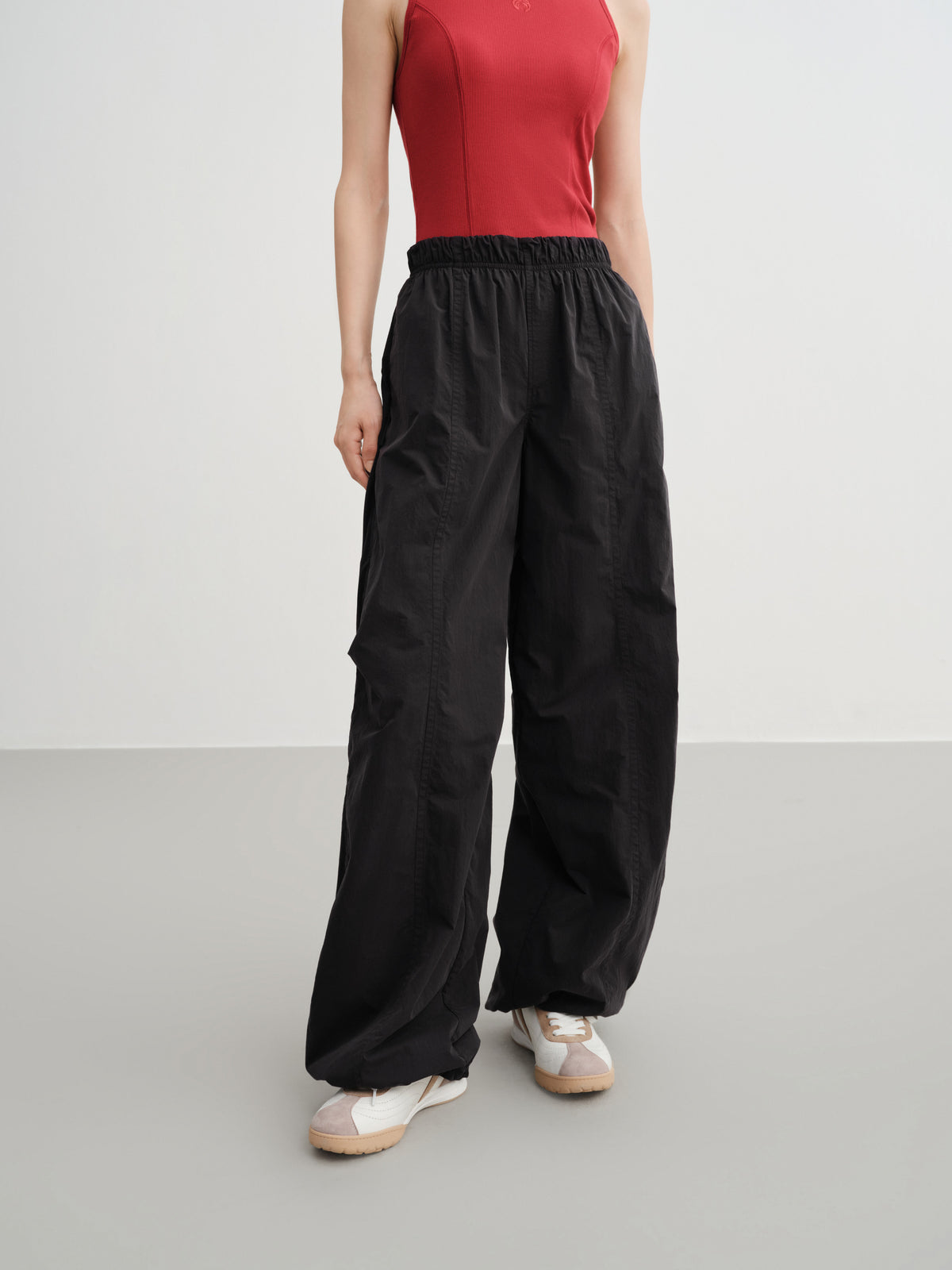 EP YAYING Technical Brushed Nylon Straight-Leg Wide-Leg Pants