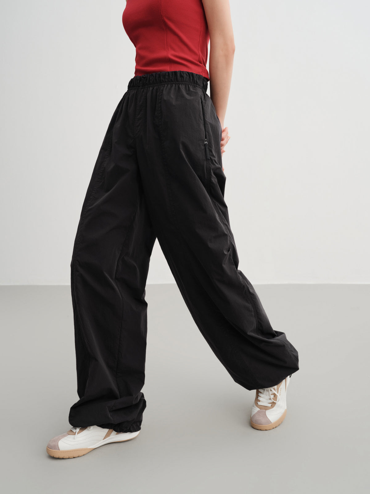 EP YAYING Technical Brushed Nylon Straight-Leg Wide-Leg Pants