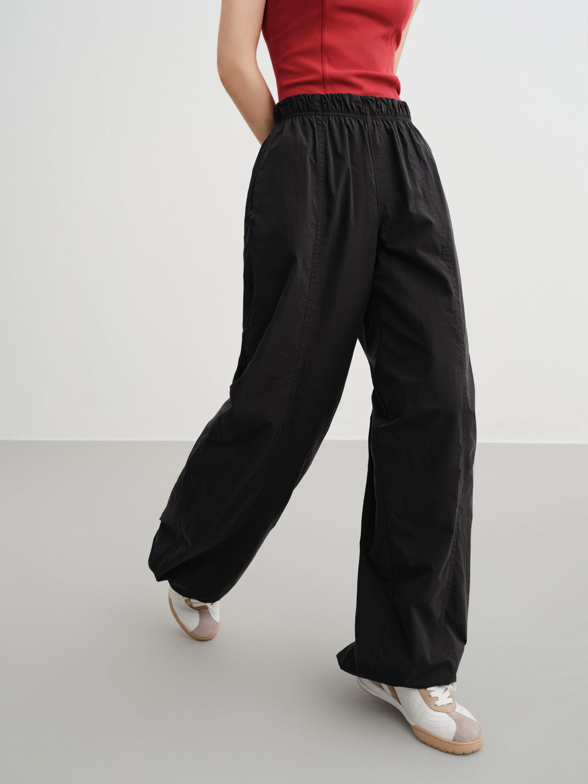 EP YAYING Technical Brushed Nylon Straight-Leg Wide-Leg Pants