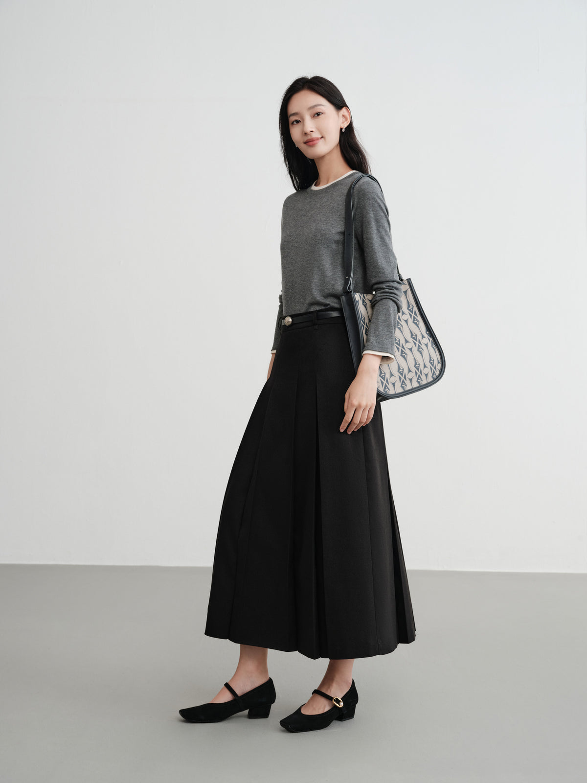 EP YAYING Slub Yarn Round Neck Knit Top