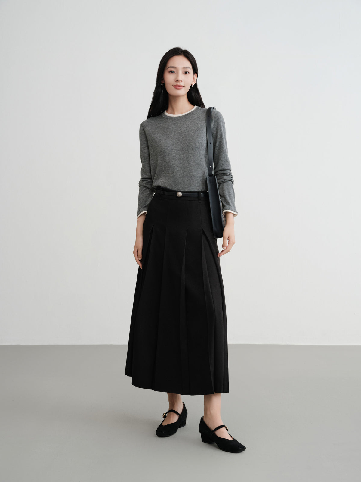 EP YAYING Slub Yarn Round Neck Knit Top