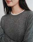 EP YAYING Slub Yarn Round Neck Knit Top