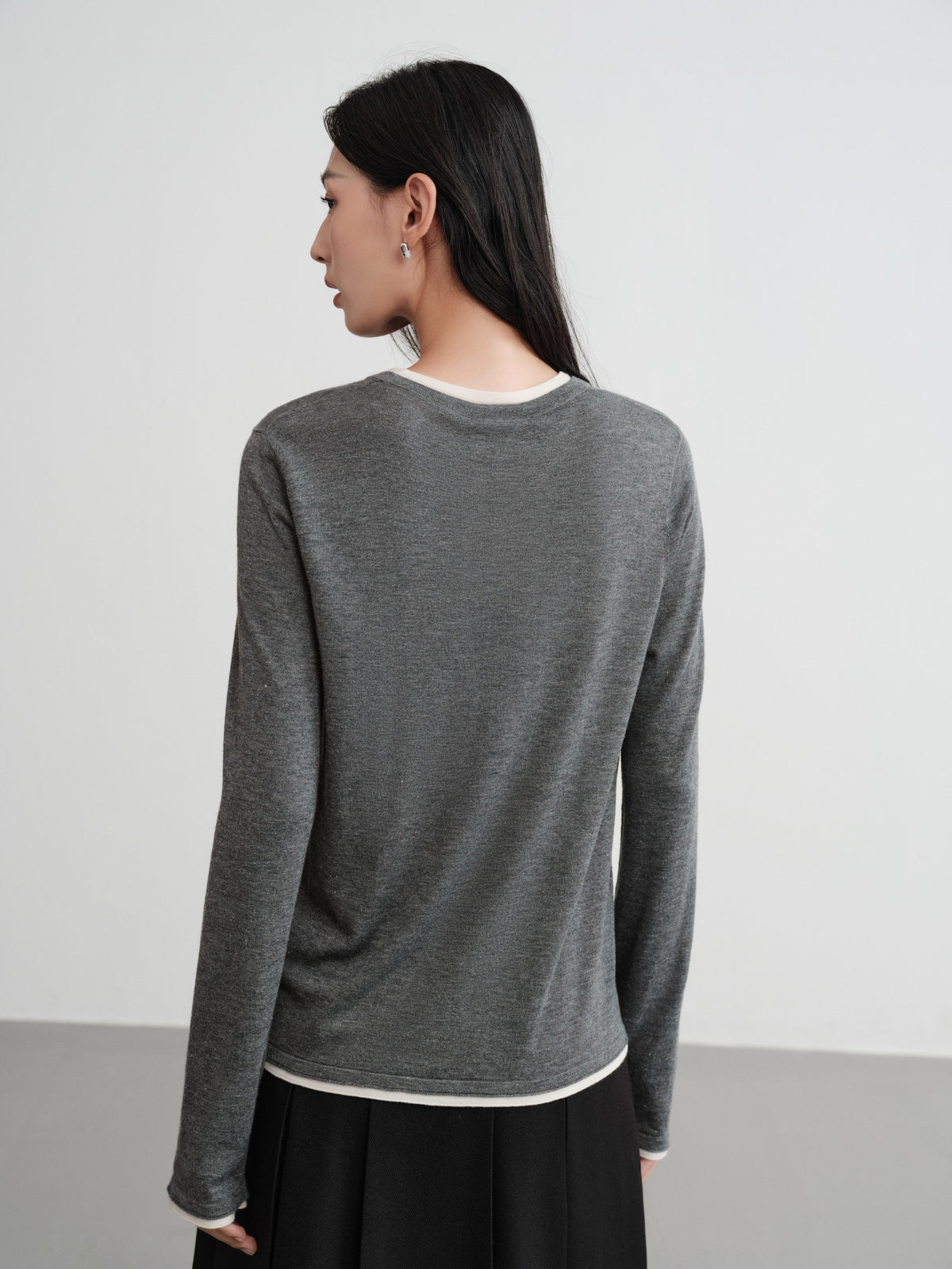 EP YAYING Slub Yarn Round Neck Knit Top