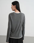 EP YAYING Slub Yarn Round Neck Knit Top