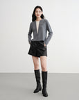 EP YAYING Layered Collar Soft Wool Cashmere Old Money Style Sweater