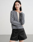EP YAYING Layered Collar Soft Wool Cashmere Old Money Style Sweater