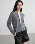 EP YAYING Layered Collar Soft Wool Cashmere Old Money Style Sweater