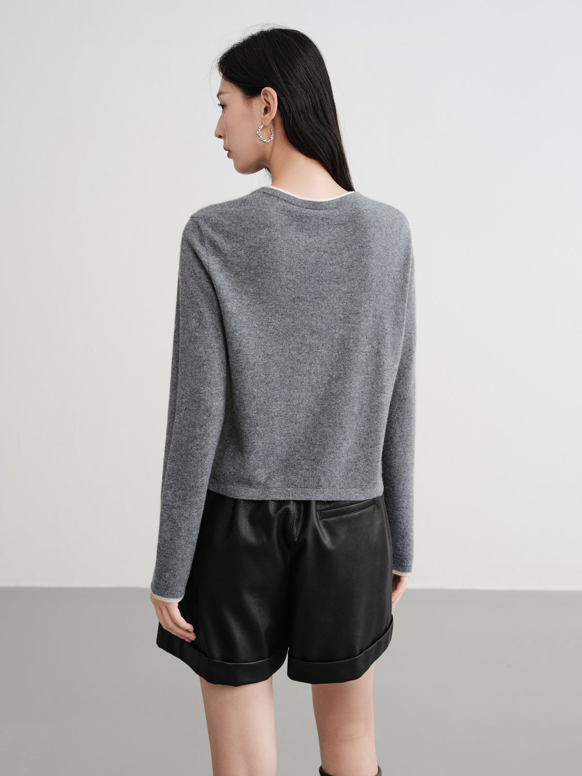 EP YAYING Layered Collar Soft Wool Cashmere Old Money Style Sweater