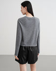 EP YAYING Layered Collar Soft Wool Cashmere Old Money Style Sweater