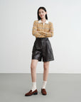 EP YAYING Fine Faux Leather Shorts