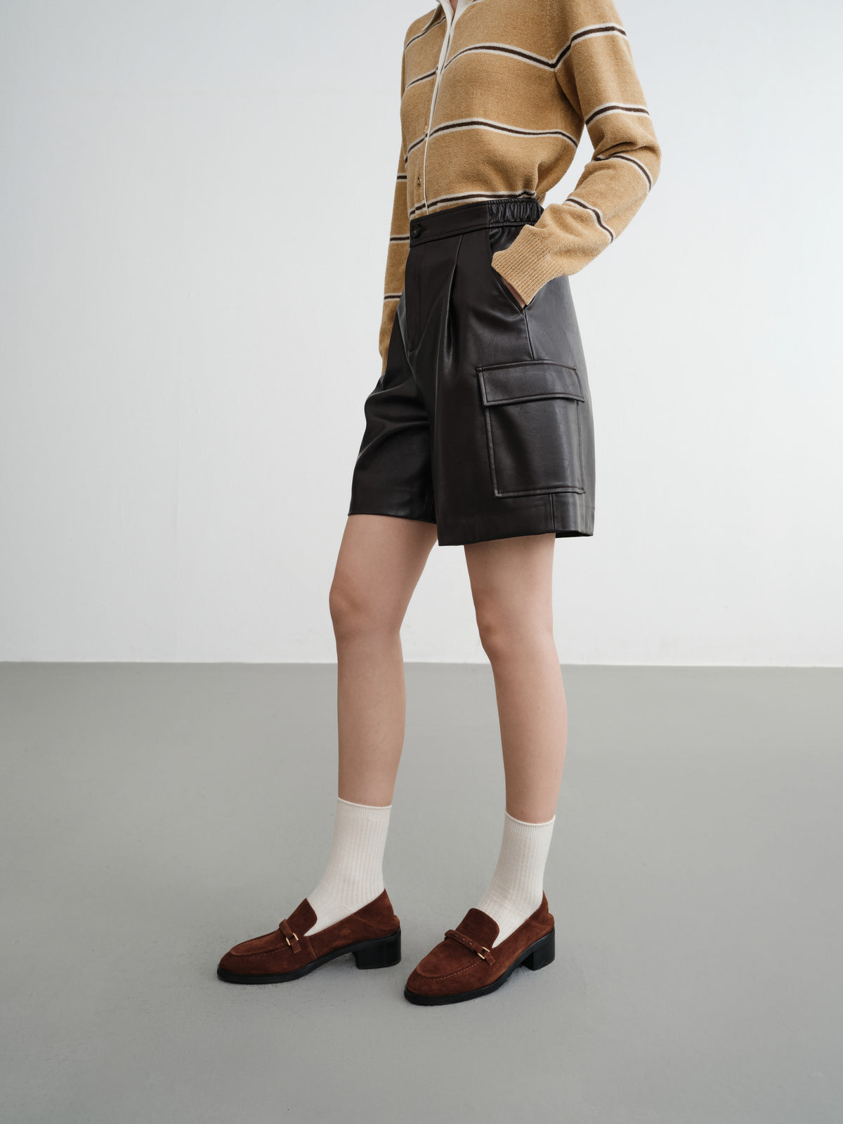 EP YAYING Fine Faux Leather Shorts