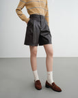 EP YAYING Fine Faux Leather Shorts