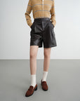 EP YAYING Fine Faux Leather Shorts