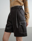 EP YAYING Fine Faux Leather Shorts