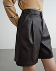 EP YAYING Fine Faux Leather Shorts