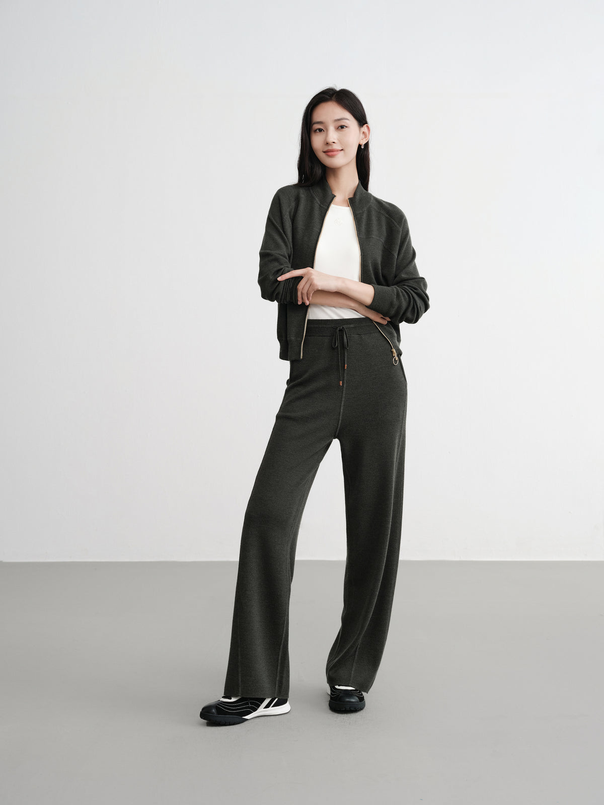EP YAYING Worsted Wool Raglan Sleeve Straight Jacket Jacket