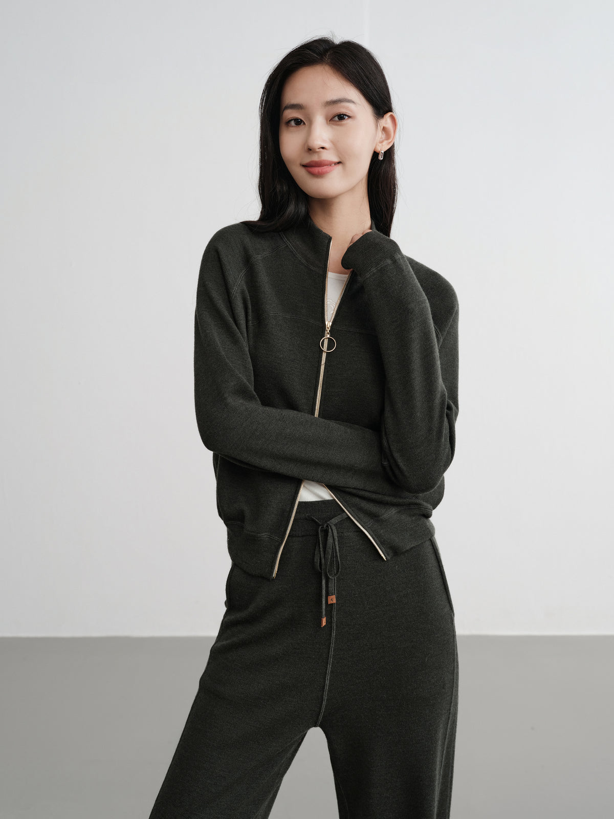 EP YAYING Worsted Wool Raglan Sleeve Straight Jacket Jacket