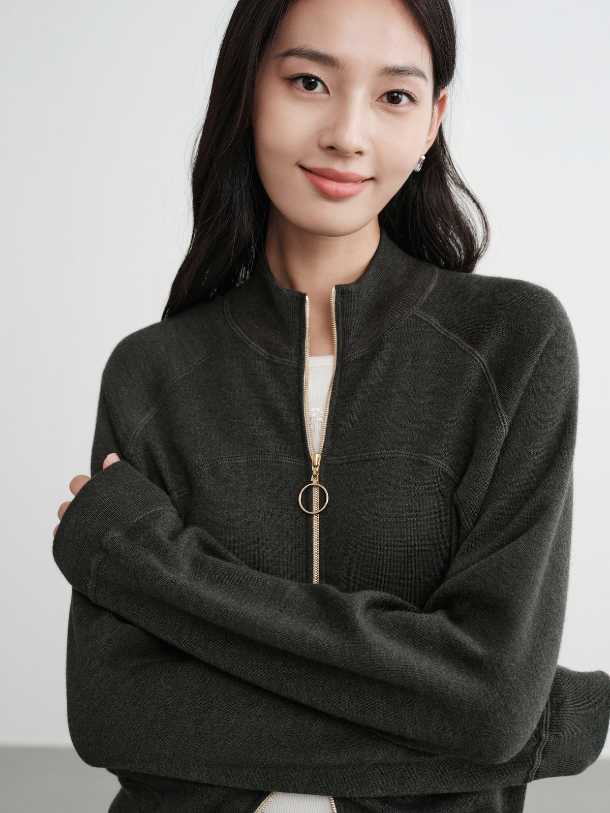 EP YAYING Worsted Wool Raglan Sleeve Straight Jacket Jacket