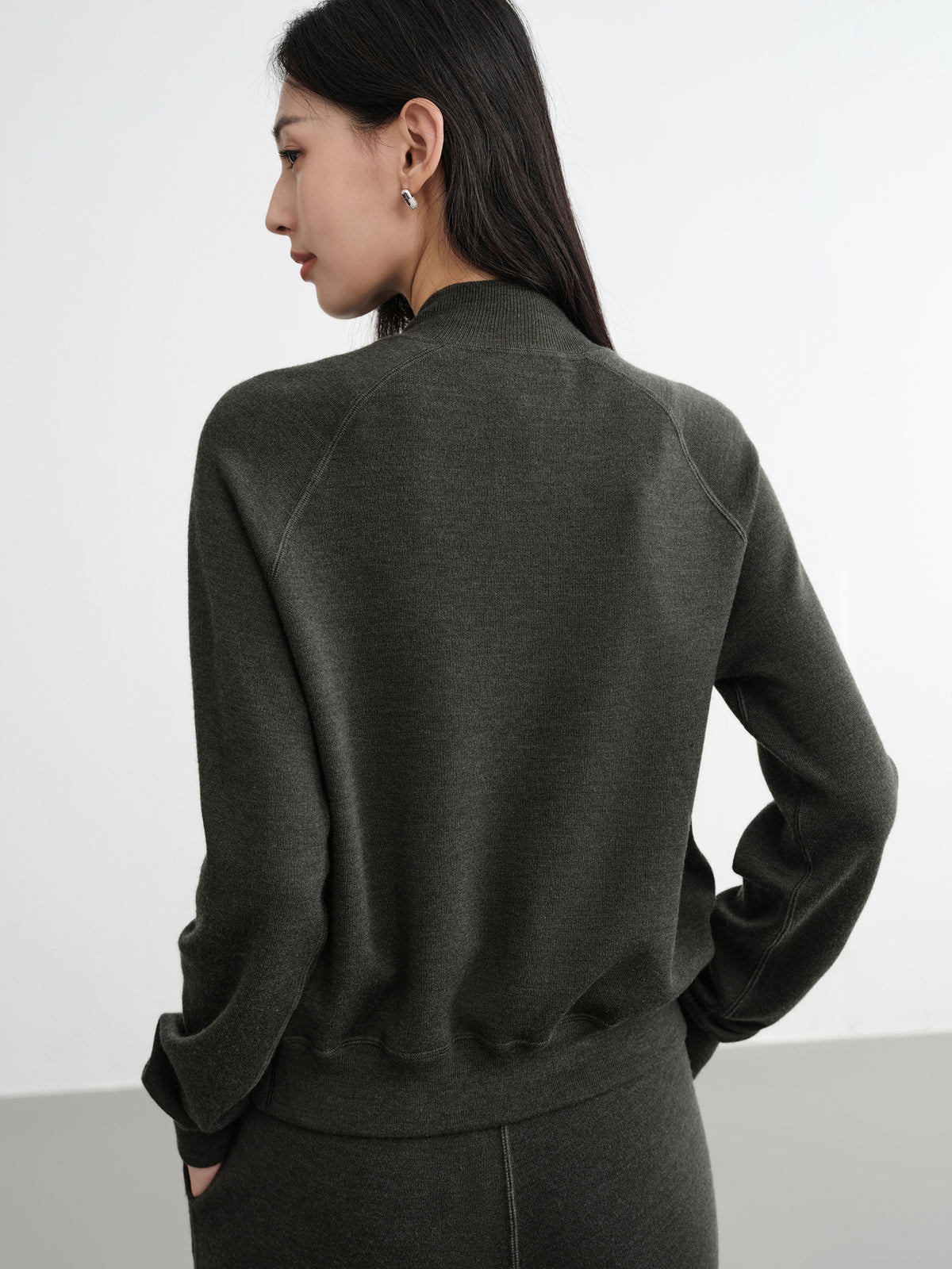 EP YAYING Worsted Wool Raglan Sleeve Straight Jacket Jacket