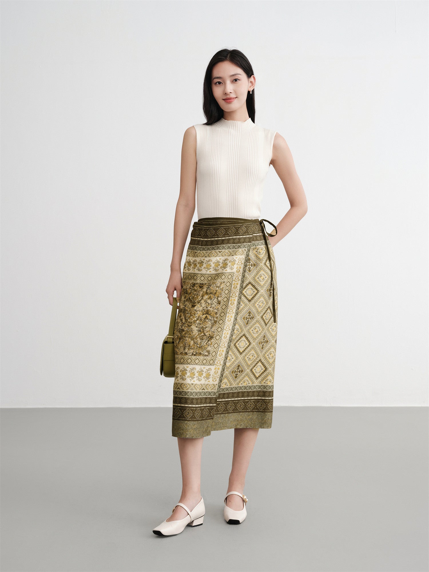 EP YAYING Mulberry Silk-Cotton Blend Skirt EGKAS3518AG