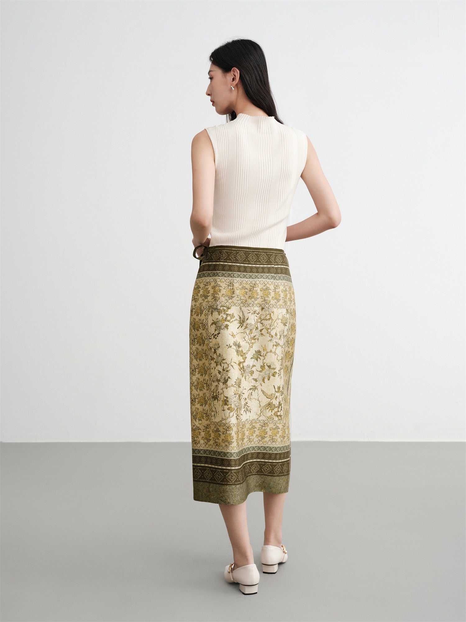 EP YAYING Mulberry Silk-Cotton Blend Skirt EGKAS3518AG