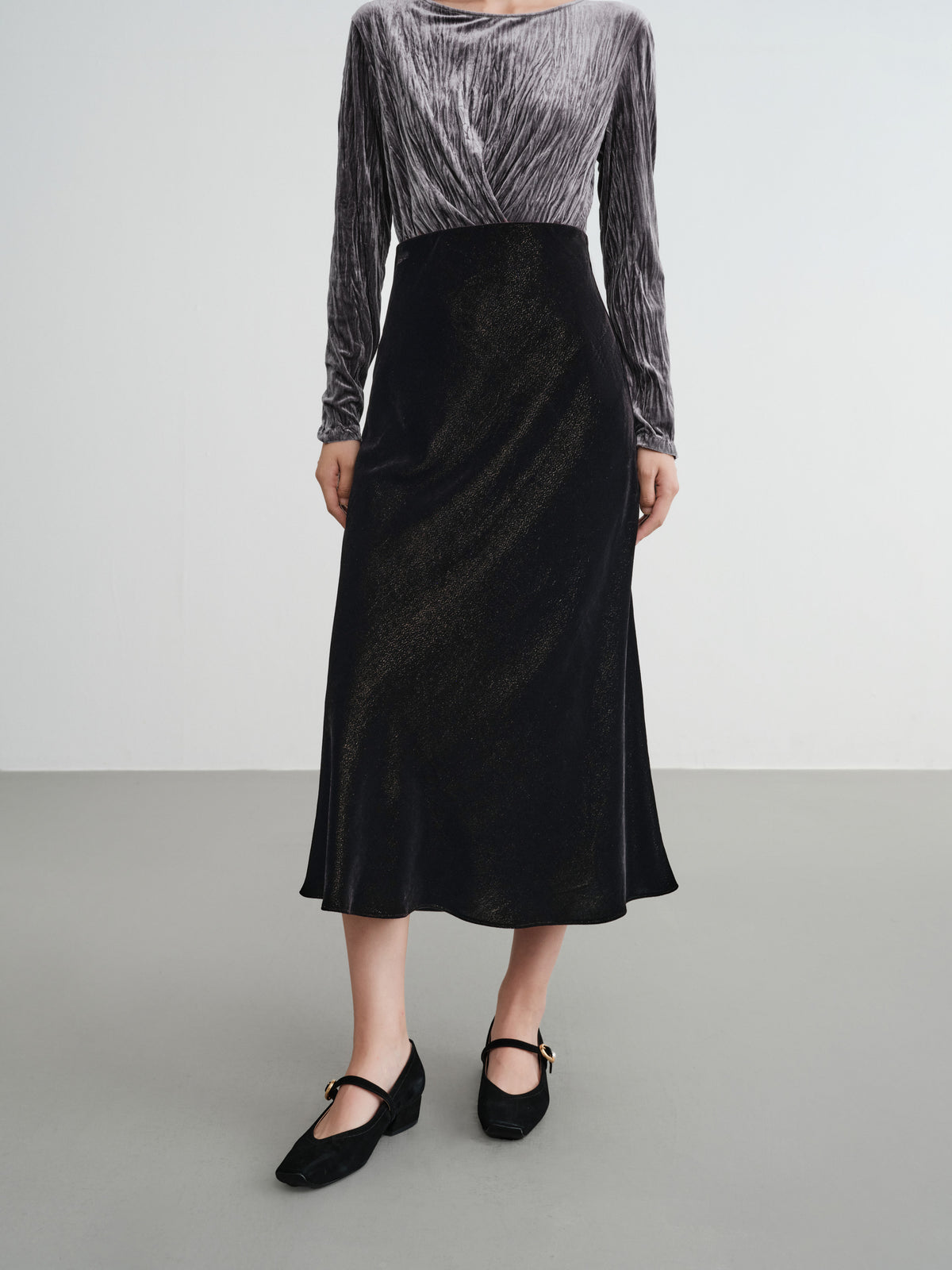 EP YAYING Blue Label Mulberry Silk Velvet Fishtail Skirt