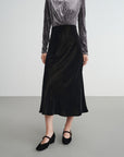 EP YAYING Blue Label Mulberry Silk Velvet Fishtail Skirt