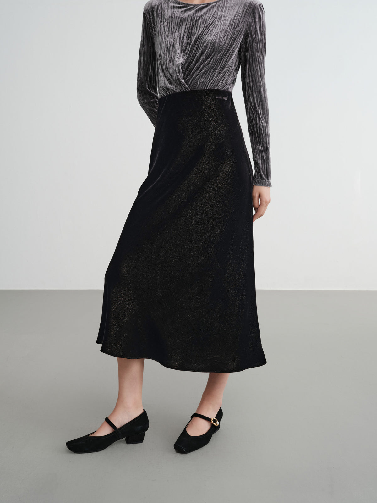 EP YAYING Blue Label Mulberry Silk Velvet Fishtail Skirt