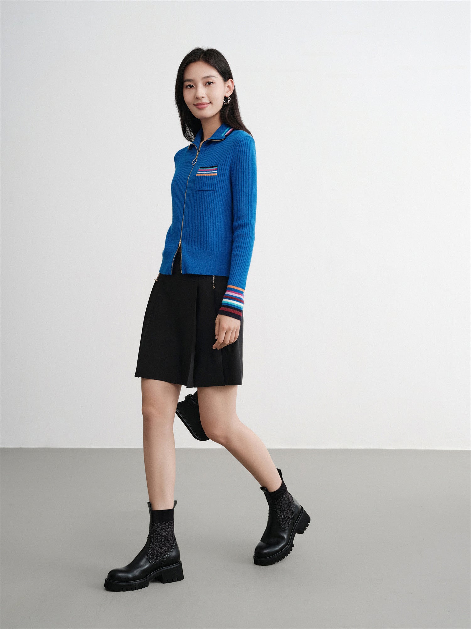 EP YAYING Wool Knit Zip-Up Sweater EGKIG9153AB