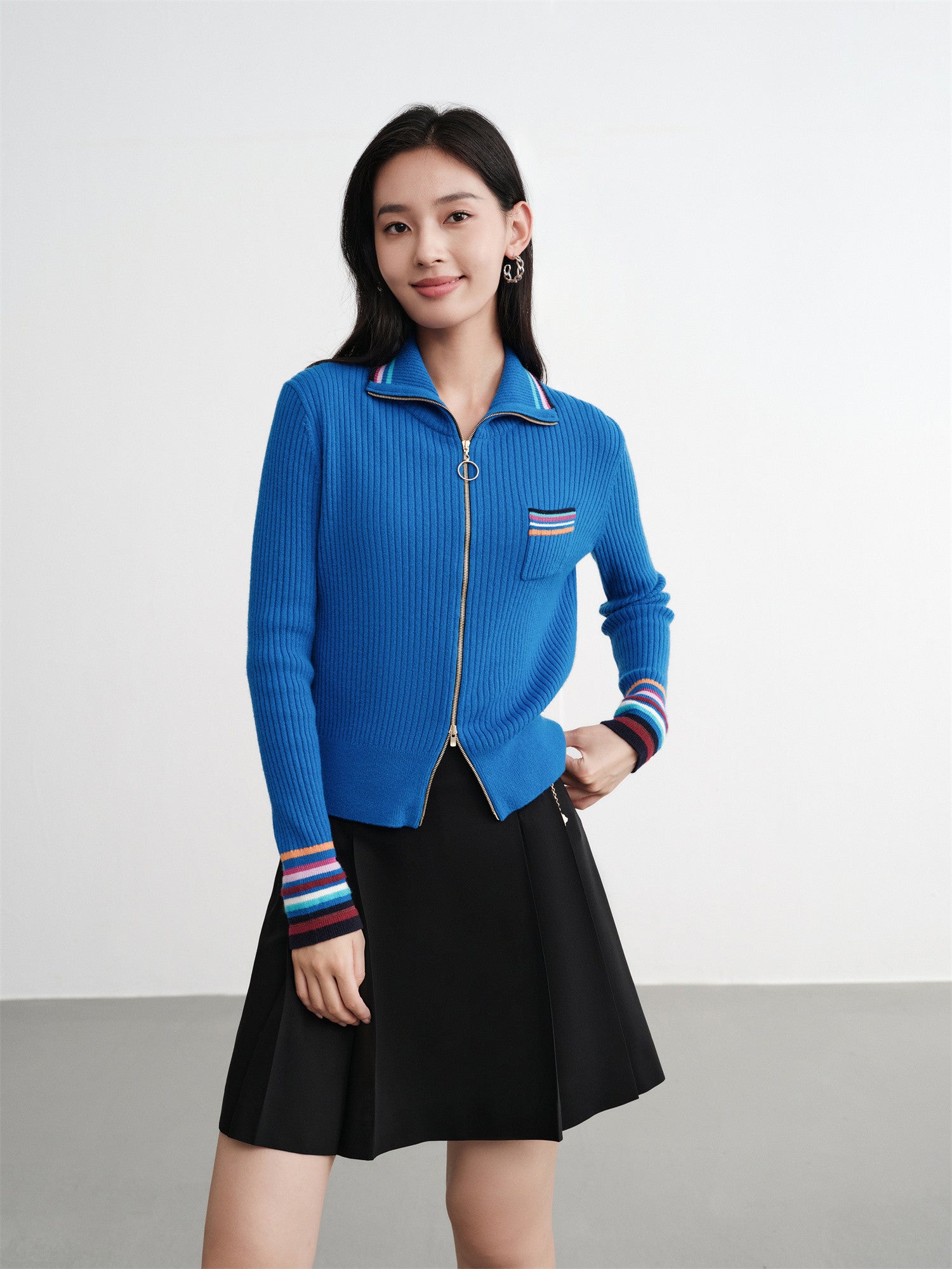 EP YAYING Wool Knit Zip-Up Sweater EGKIG9153AB