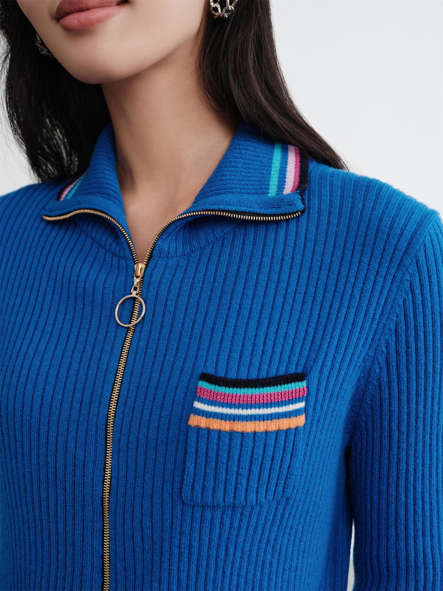 EP YAYING Wool Knit Zip-Up Sweater EGKIG9153AB