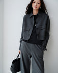 EP YAYING Premium Wool Lapel Collar Double-Faced Wool Shirt Jacket Jacket