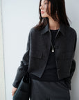 EP YAYING Premium Wool Lapel Collar Double-Faced Wool Shirt Jacket Jacket