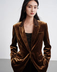 EP YAYING Silk-Blend Sophisticated Blazer Jacket