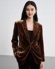 EP YAYING Silk-Blend Sophisticated Blazer Jacket