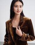 EP YAYING Silk-Blend Sophisticated Blazer Jacket