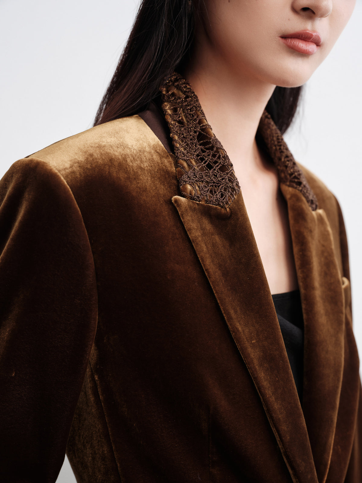 EP YAYING Silk-Blend Sophisticated Blazer Jacket