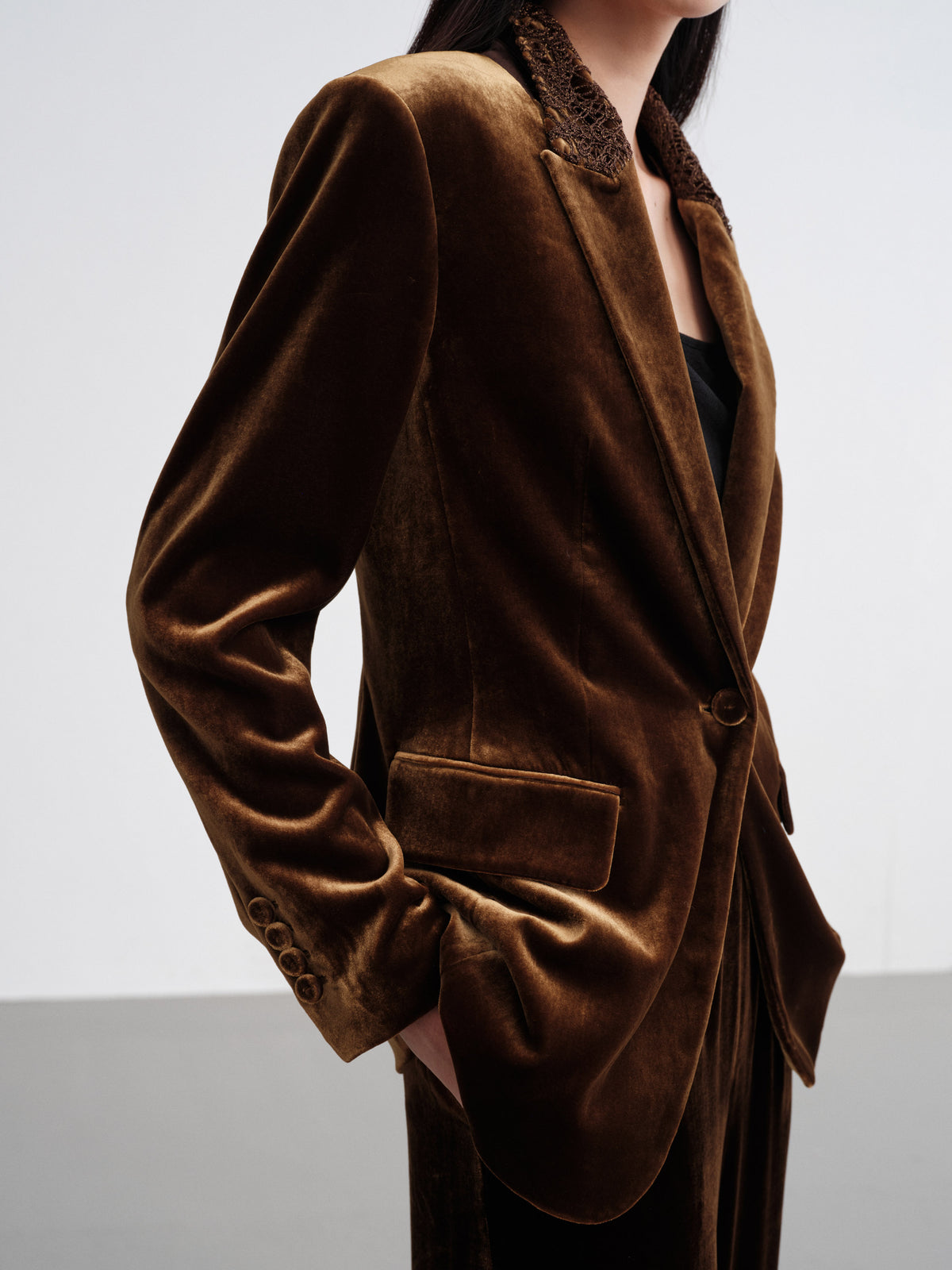 EP YAYING Silk-Blend Sophisticated Blazer Jacket