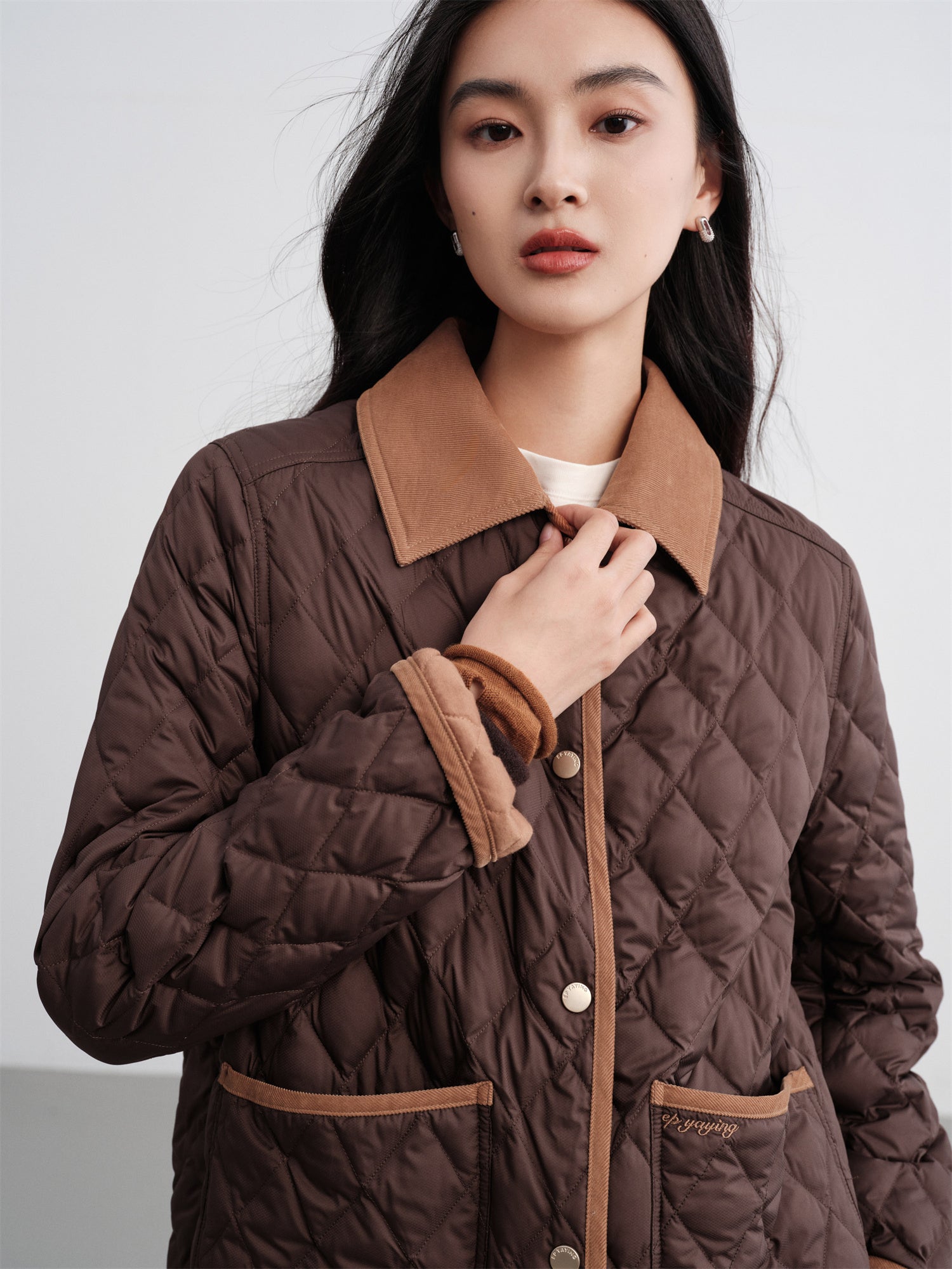 EP YAYING Contrast-Collar Down Jacket EGKIAY102AK