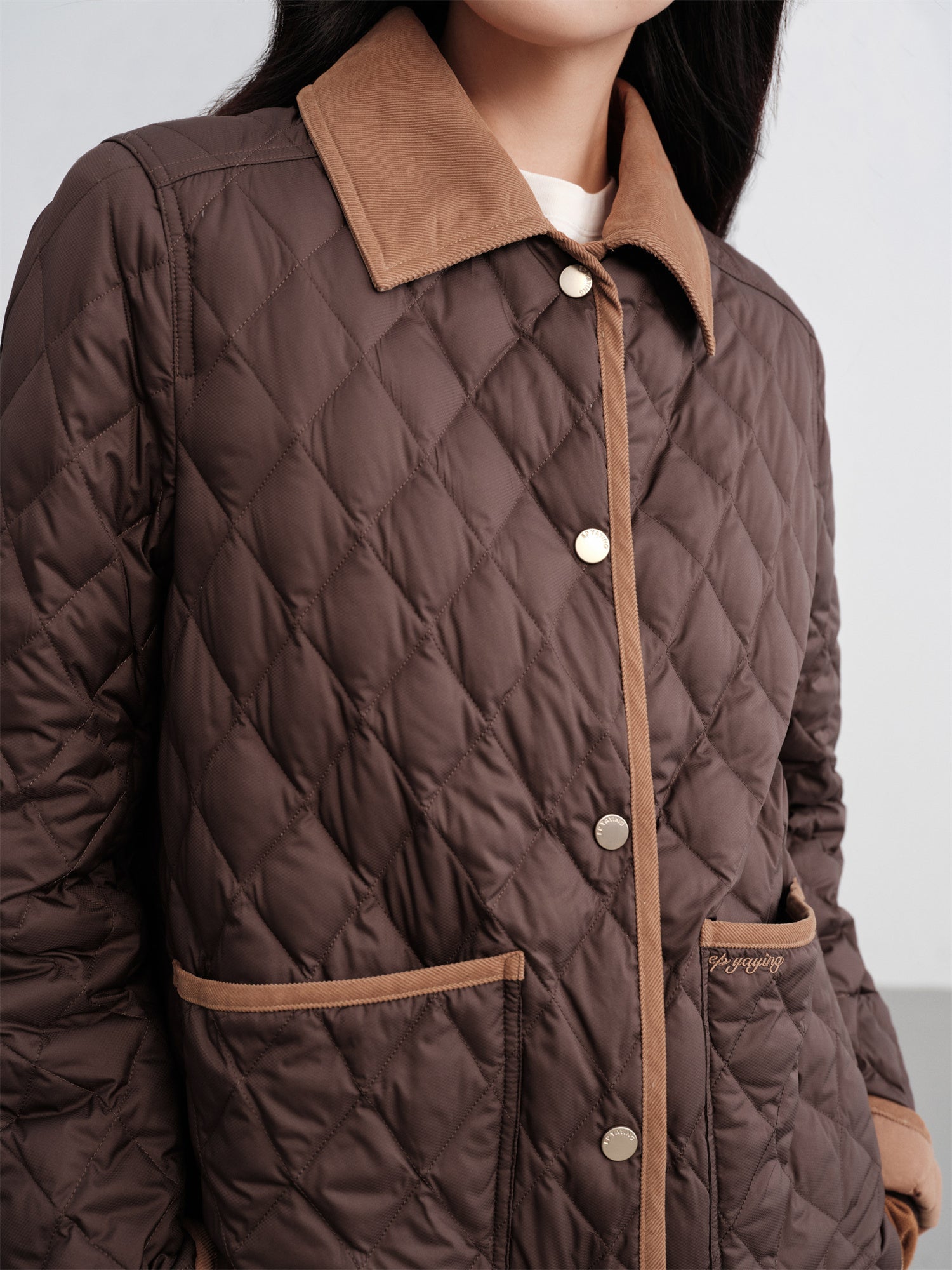 EP YAYING Contrast-Collar Down Jacket EGKIAY102AK