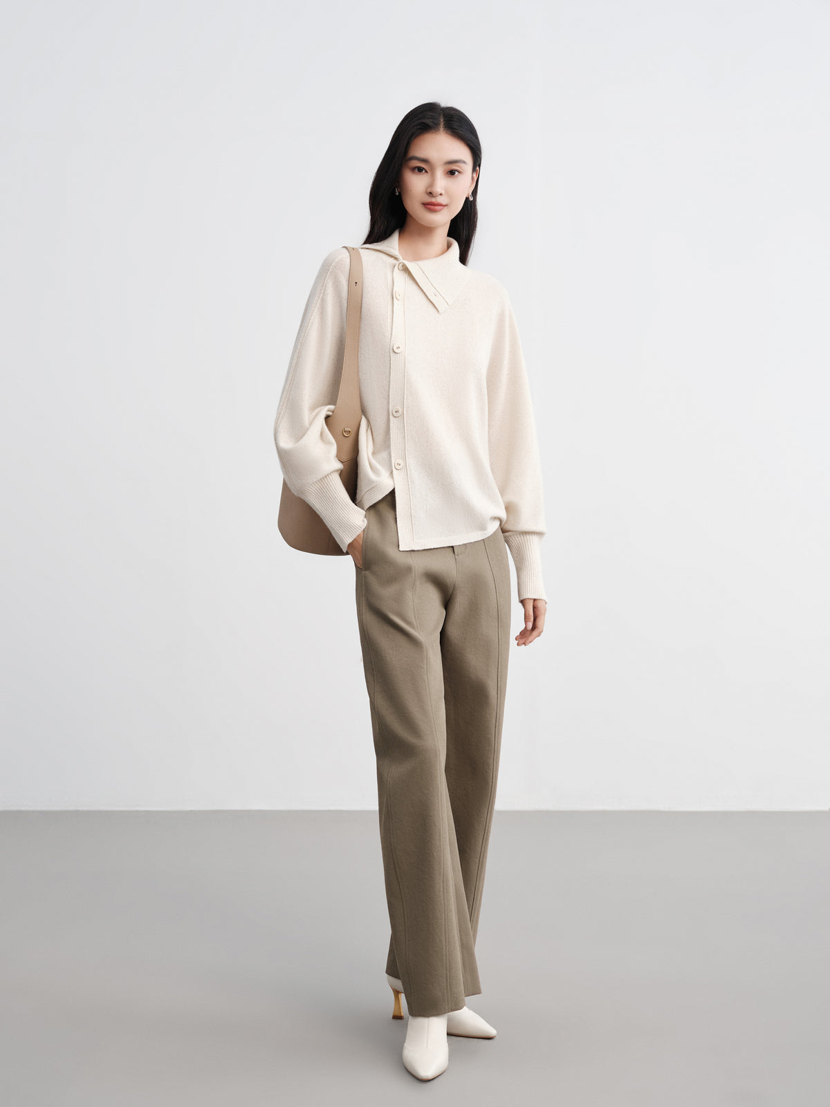 EP YAYING Asymmetric Soft Knit Top Sweater