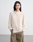 EP YAYING Asymmetric Soft Knit Top Sweater