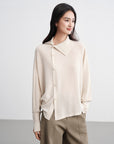 EP YAYING Asymmetric Soft Knit Top Sweater