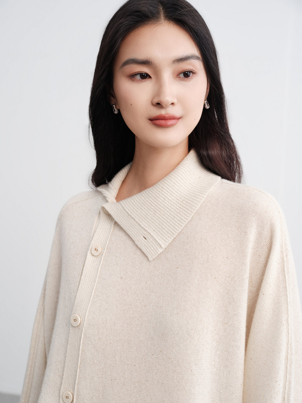 EP YAYING Asymmetric Soft Knit Top Sweater