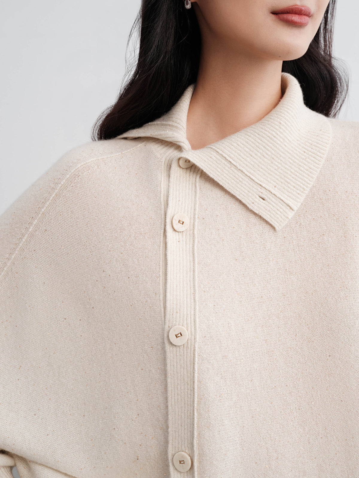 EP YAYING Asymmetric Soft Knit Top Sweater