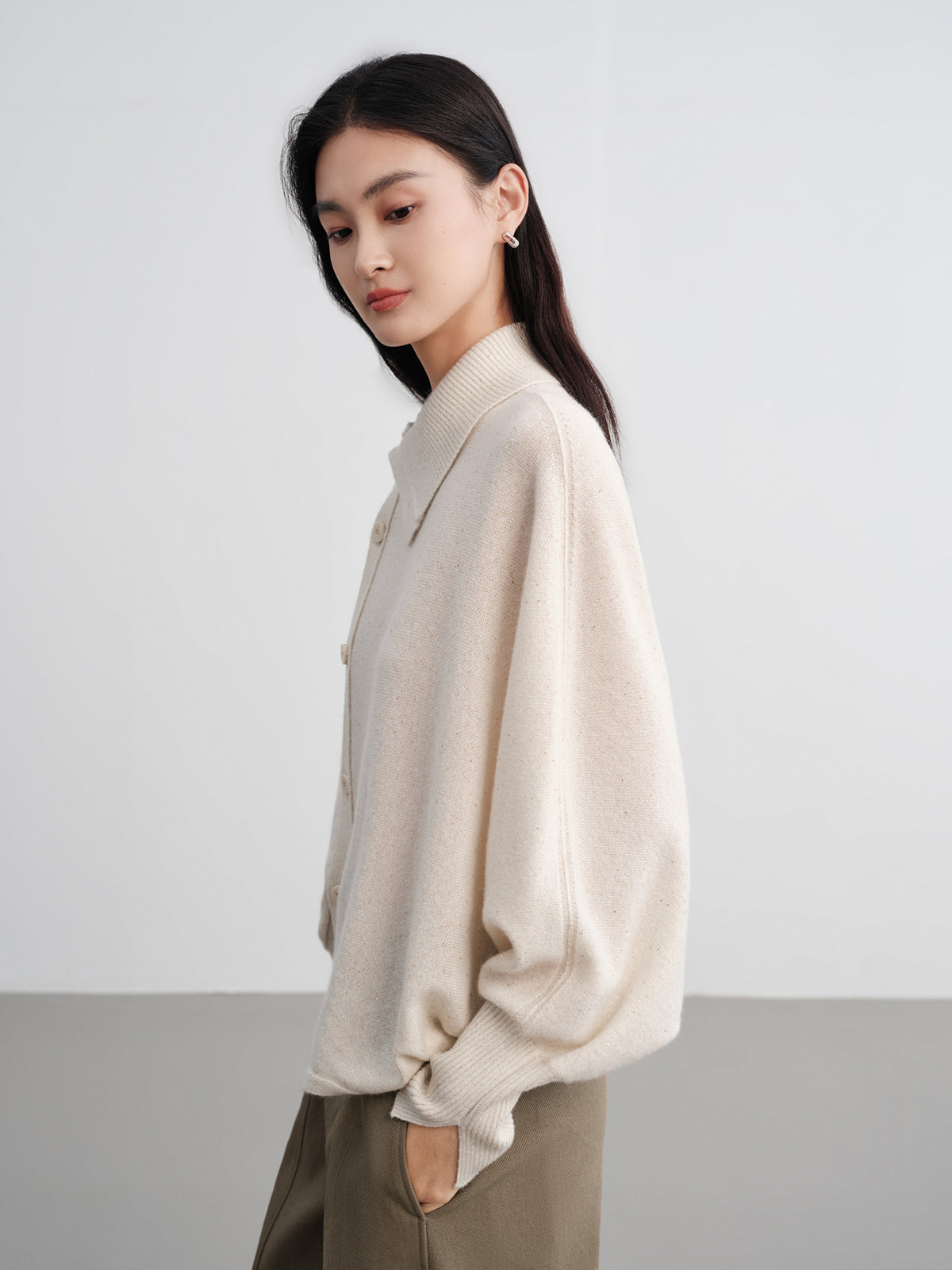 EP YAYING Asymmetric Soft Knit Top Sweater