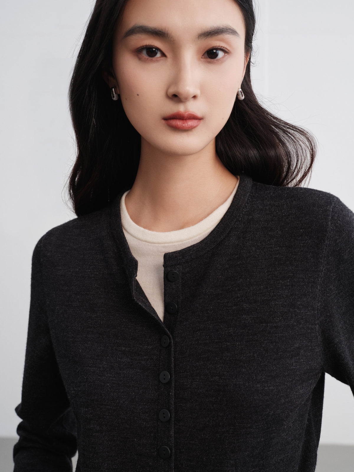 EP YAYING Layered Collar Two-Piece Wool Top