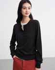 EP YAYING Layered Collar Two-Piece Wool Top